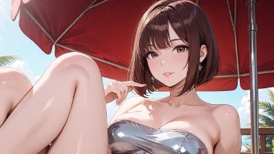 Cover for 'Brown Haired Big Tits Silver Bikini Gazebo Creampie Overload Ahegao Eyes Rolling'
