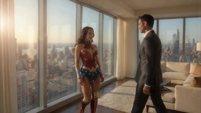 Cover for 'Wife Surprises Her Husband By Arriving Dressed As Wonder Woman; Things Got So Hot That They Ended Up Having Sex In The Office And He Cums On Her Face (AI-Generated Video)'
