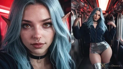 I Fucked A Blue-Haired Elf! She Acted Like A Slut And Bragged About Her Nose Piercing!! I Pounded Her With My Big Cock Right On The Train, In Front Of Other Passengers...[AI]