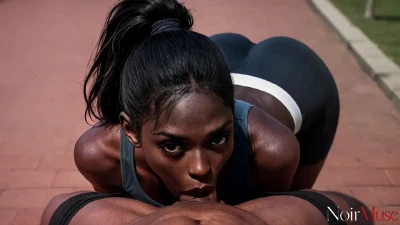 Busty Ebony Beauty Deepthroats Balls Deep And Swallows Every Drop [AI]