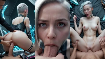 Cybernetic Blonde With Mouth Filled - AI Generated