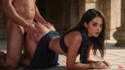 Enchanting Young Indian Girl In The Sexy Silk Dress Got Fucked Hard By The Old Man Against The Indian Courtyard.[AI]