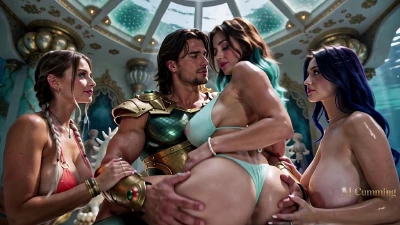 The King Of Atlantis Epically Bangs His Harem (Ai Generated)